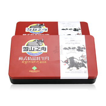 精品藏式牦牛肉鐵盒,方形小牛排封口鐵皮盒